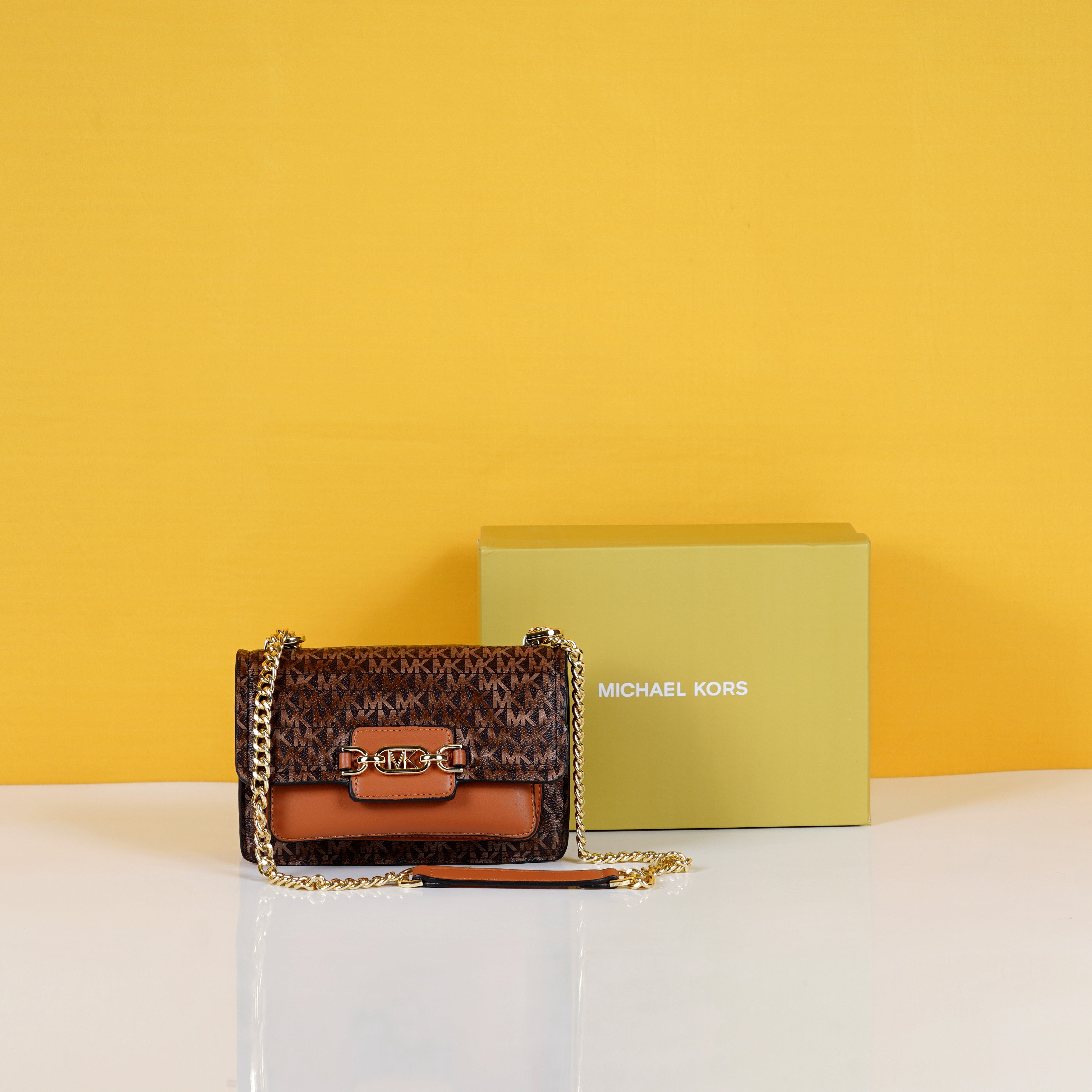 MK Heather Shoulder Bag With OG Box & Dust Bag (Brown - 176)