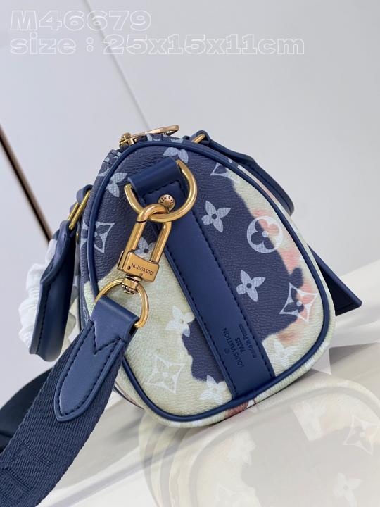 Keepall Bandouliere Monogram Travel Speedy With OG Magnetic Box & Dust Bag (Blue Multi - 960)