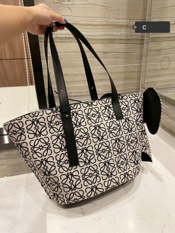 Elephant Anagram Premium Edition Basket Tote Bag With Dust Bag (Black - 700)