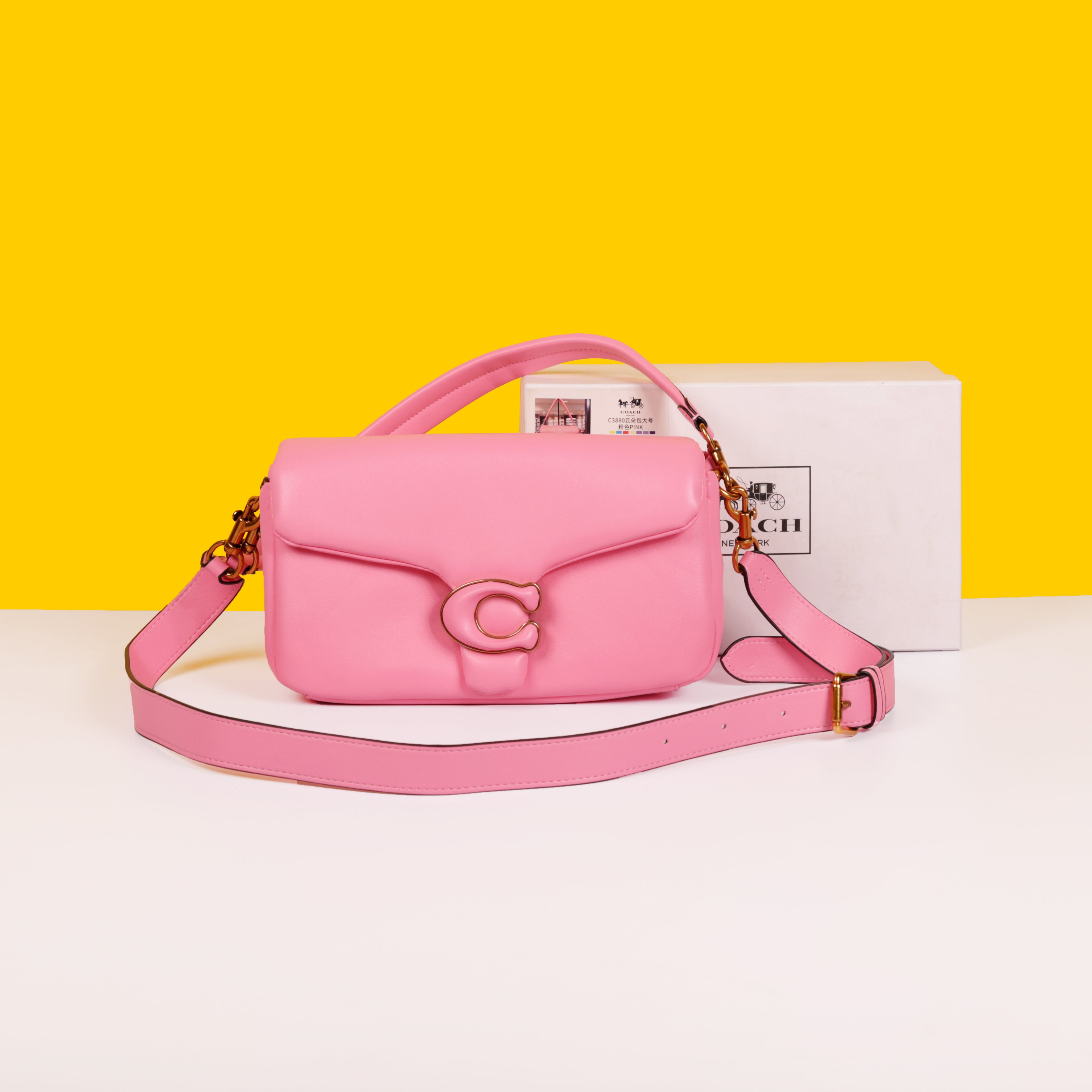 Pillow Tabby Shoulder Bag With OG Box & Dust Bag & Extra Shoulder Strap (Pink - 999)
