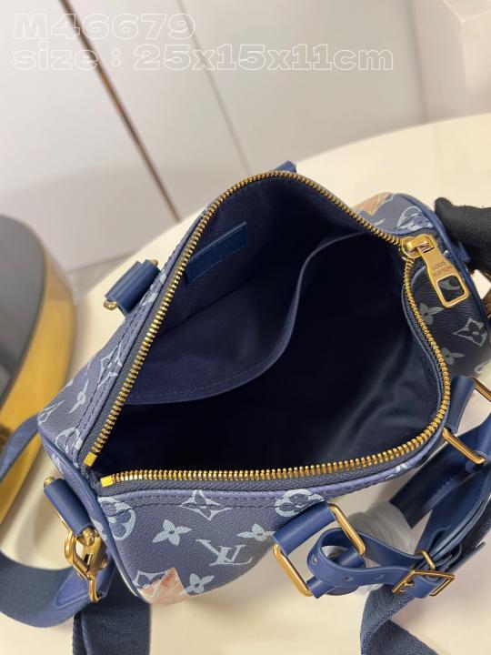 Keepall Bandouliere Monogram Travel Speedy With OG Magnetic Box & Dust Bag (Blue Multi - 960)