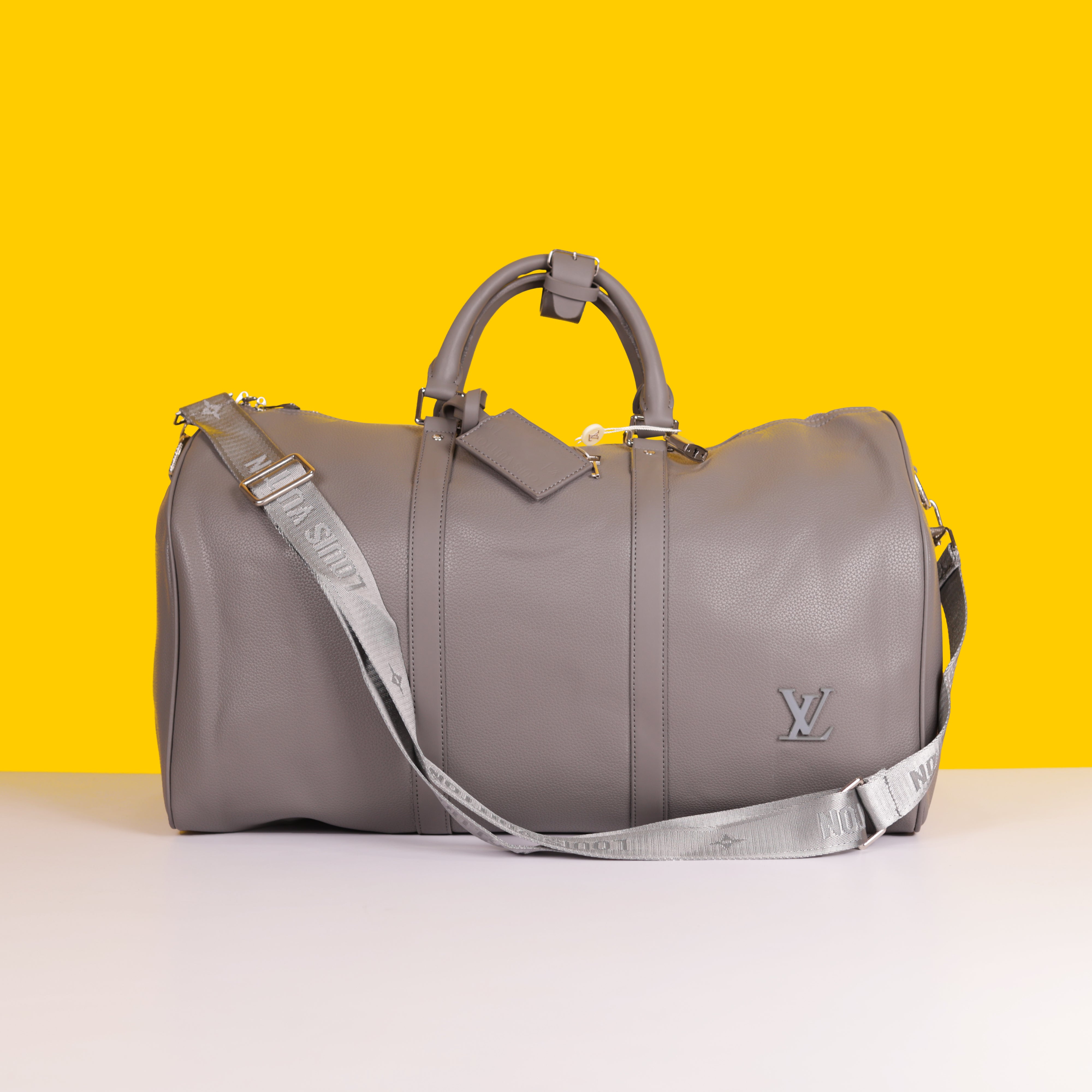 Keepall Bandoulire Premium Unisex Duffle Bag With Dust Bag & Accessories (Grey - 1145)