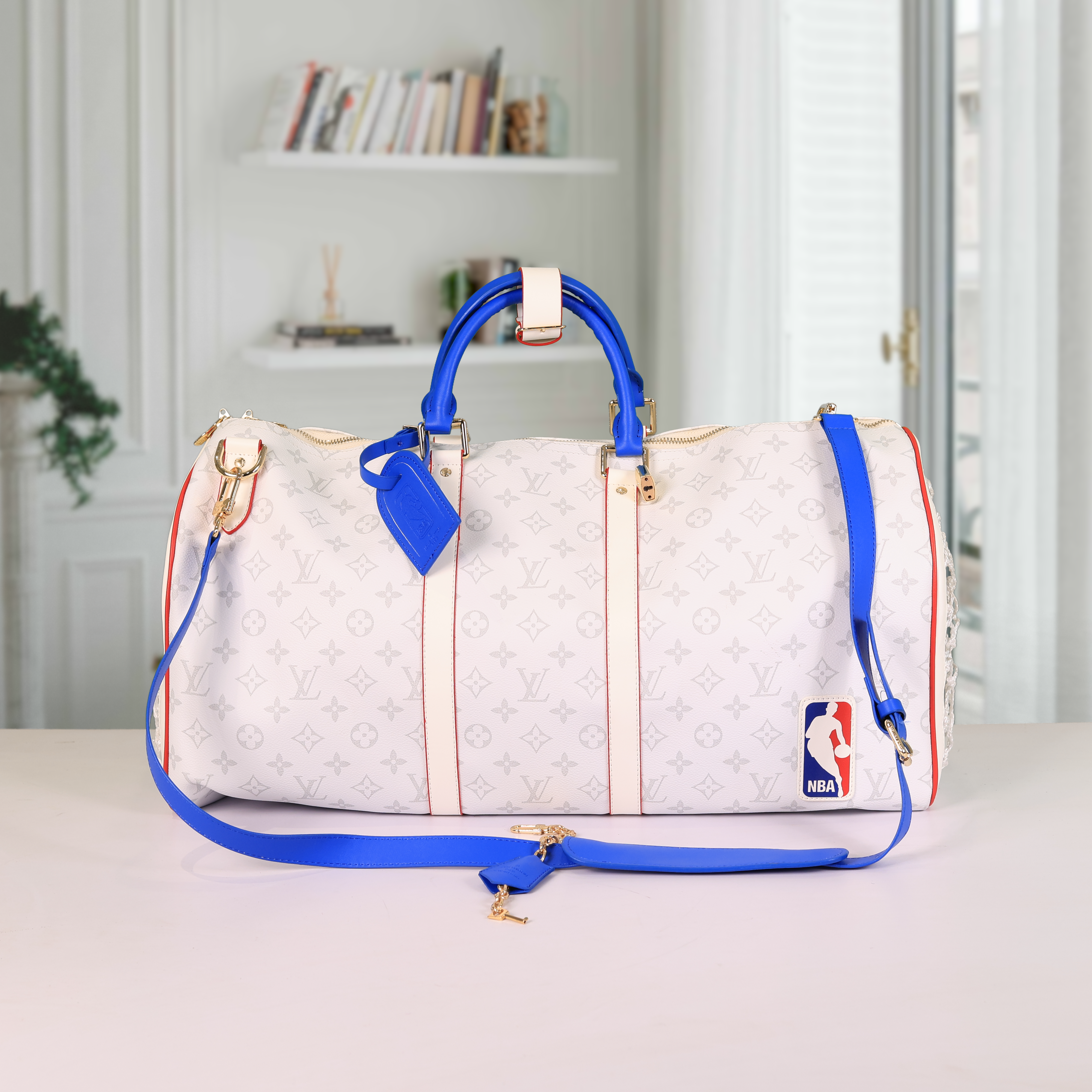 NBA Monogram Limited Edition Duffle With Dust Bag (White - 1139)