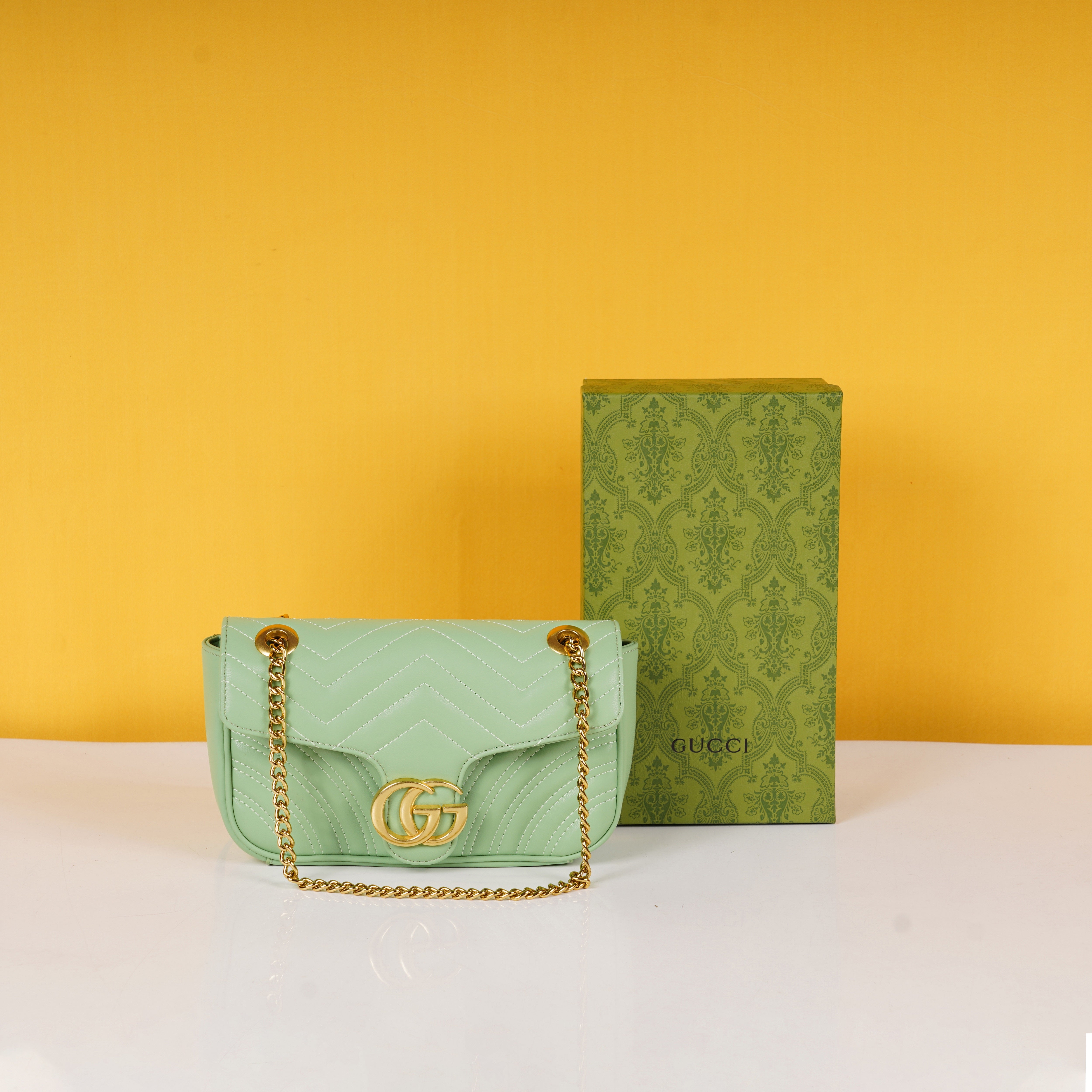 Marmont Premium Shoulder Bag With OG Box & Dust Bag (Green - 536)