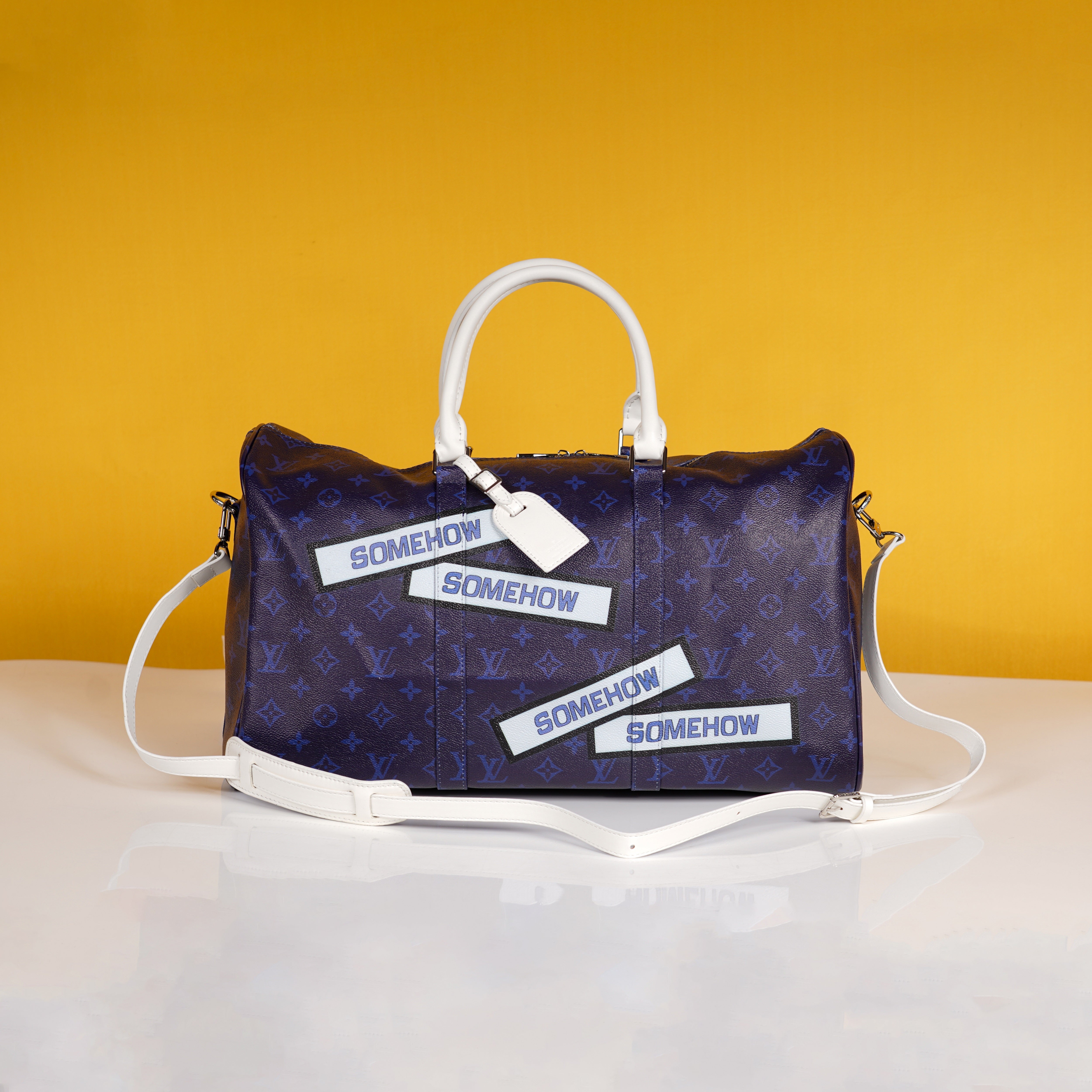 Keepall Bandoulire Somewhere Somehow Premium Monogram Unisex Duffle Bag With Dust Bag & Accessories (Orchid - 682)