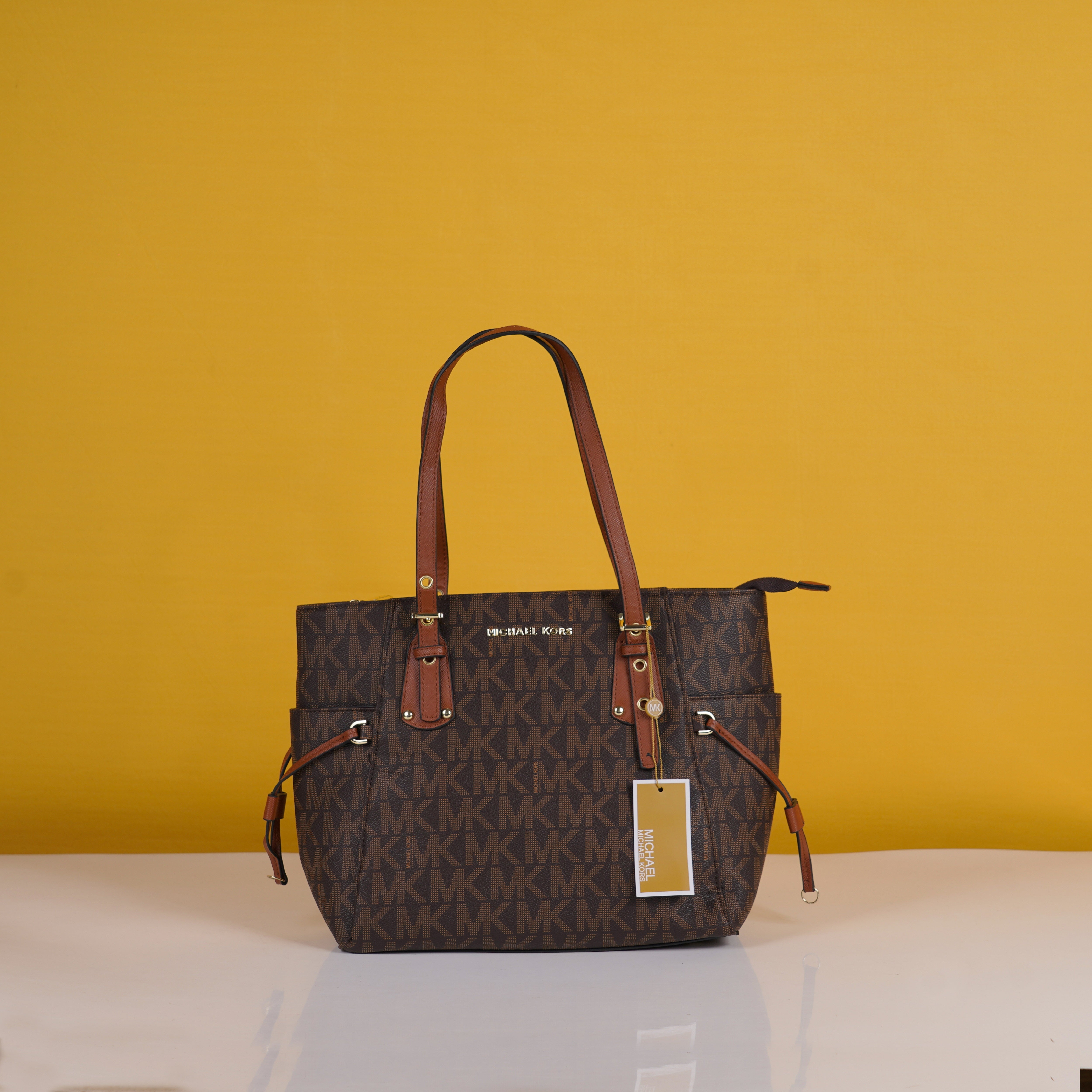 Voyager Tote Bag With Side Pocket & Dust Bag (Brown - 971)