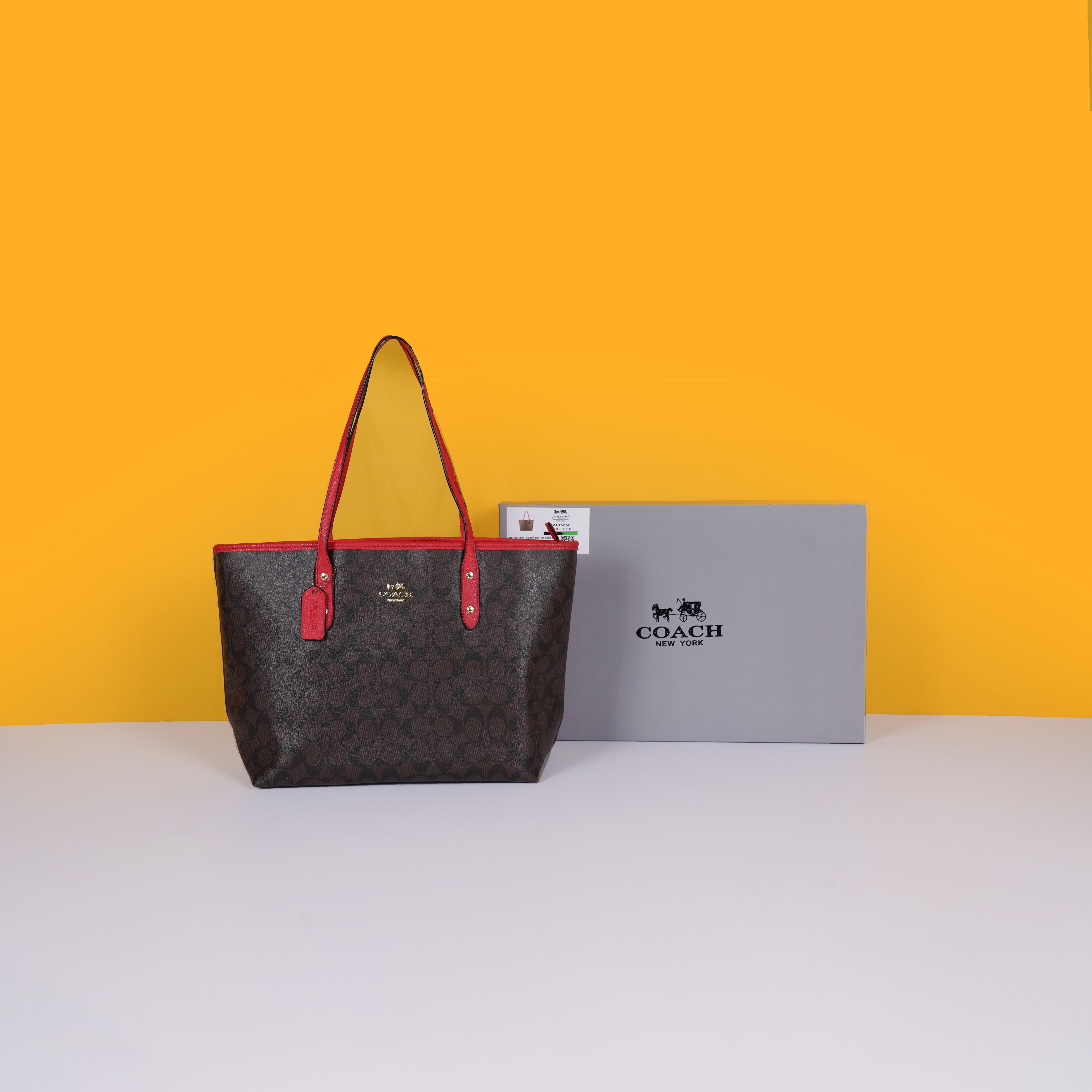 Signature City Tote Bag With OG Box & Dust Bag (Dark Brown - 829)