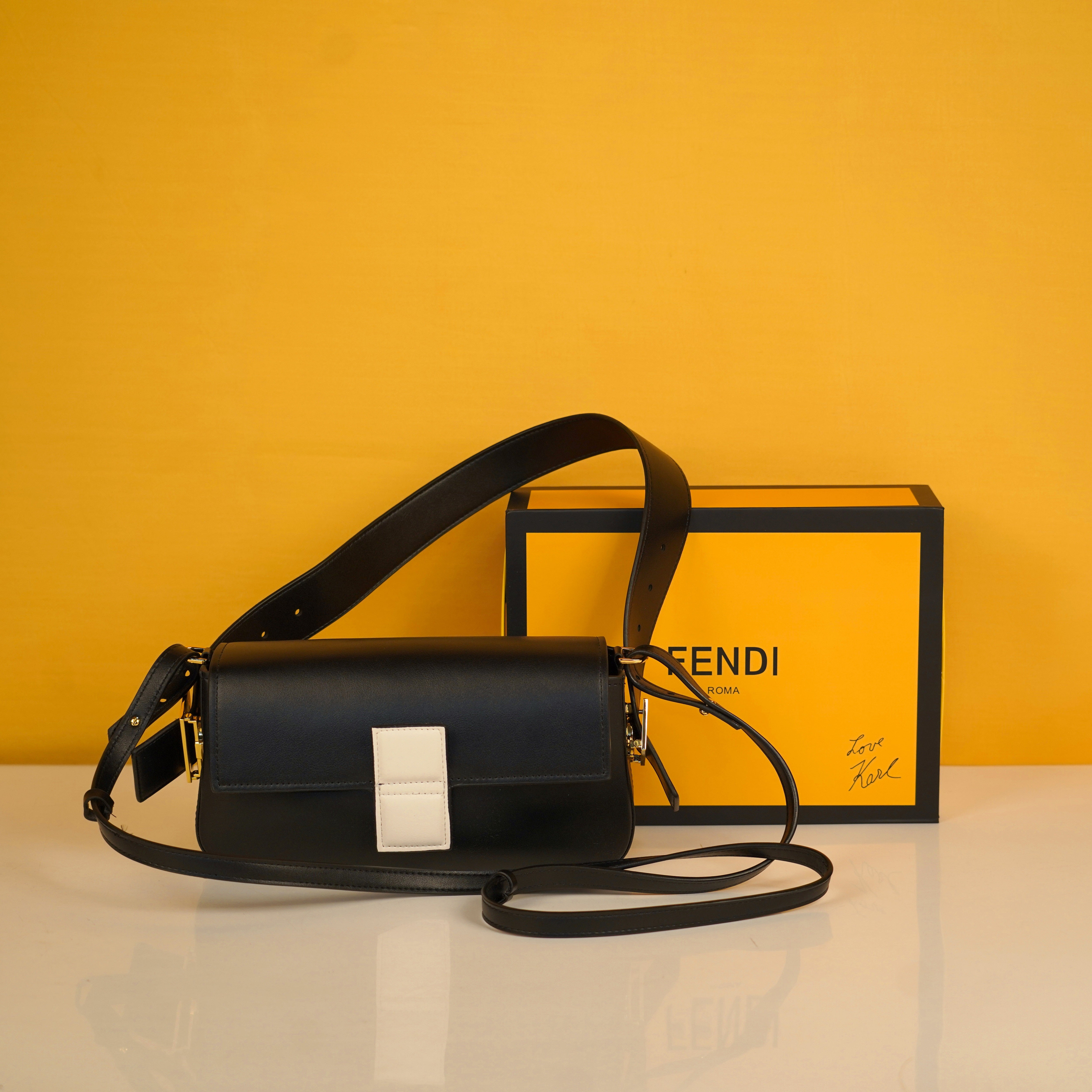Baguette Twist Premium Shoulder Crossbody Bag With OG Box & Dust Bag & 2 Belts (Black - 927)