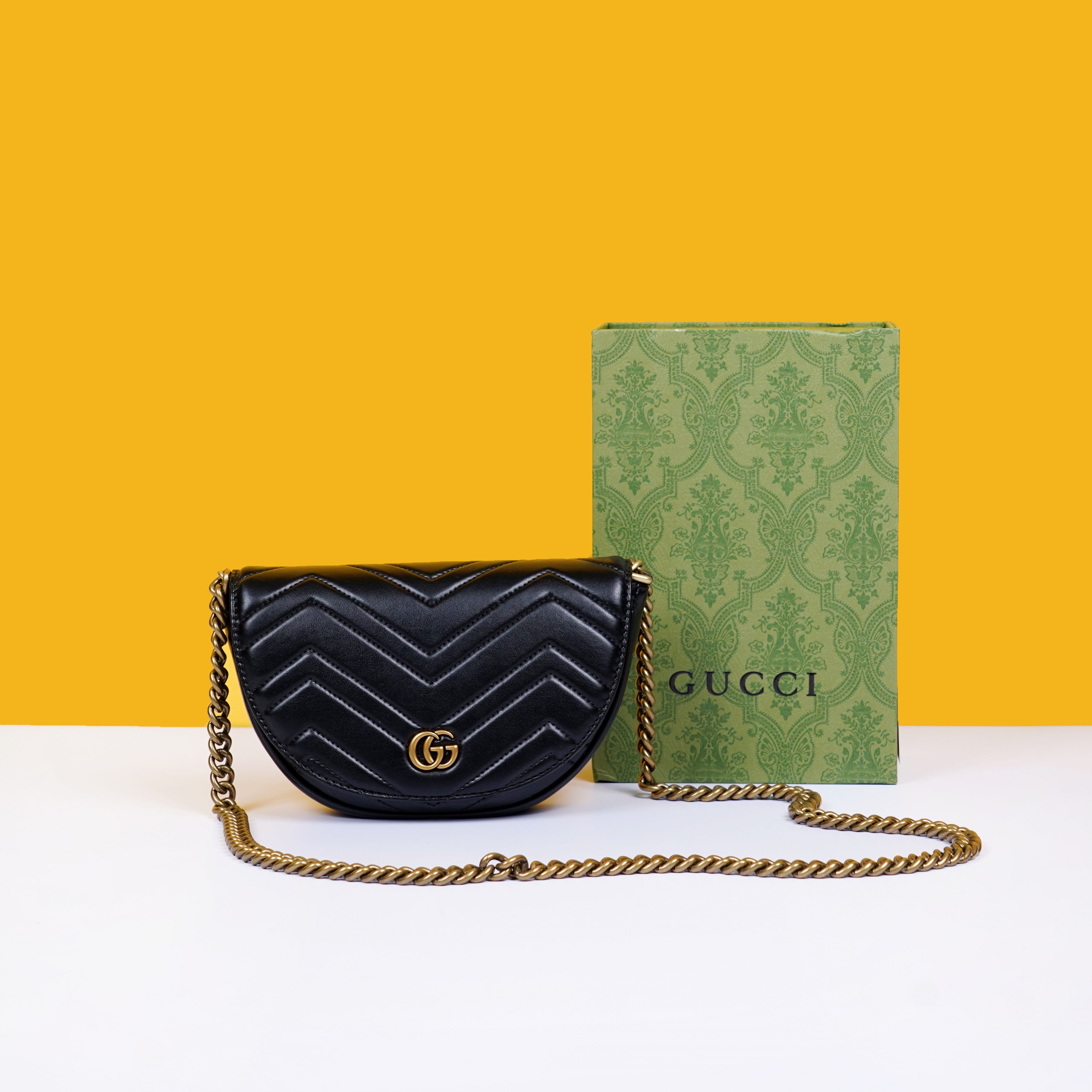 Marmont Moon Premium Shoulder Bag With OG Box & Premium Dust Bag & Carry Bag (Black - 904)