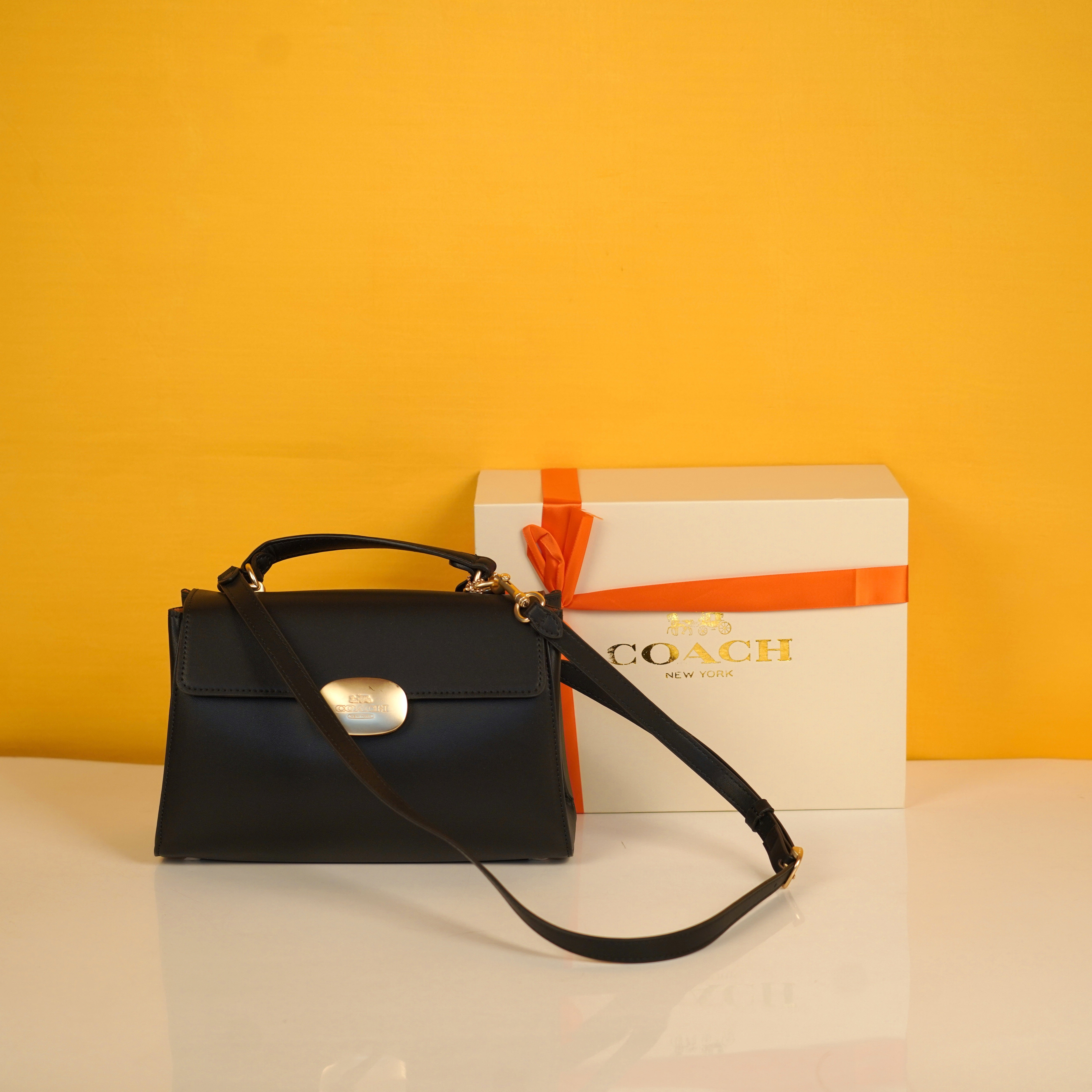 Eliza Top Handle Premium Crossbody Bag With OG Magnetic Gift Box & Dust Bag (Black - 911)