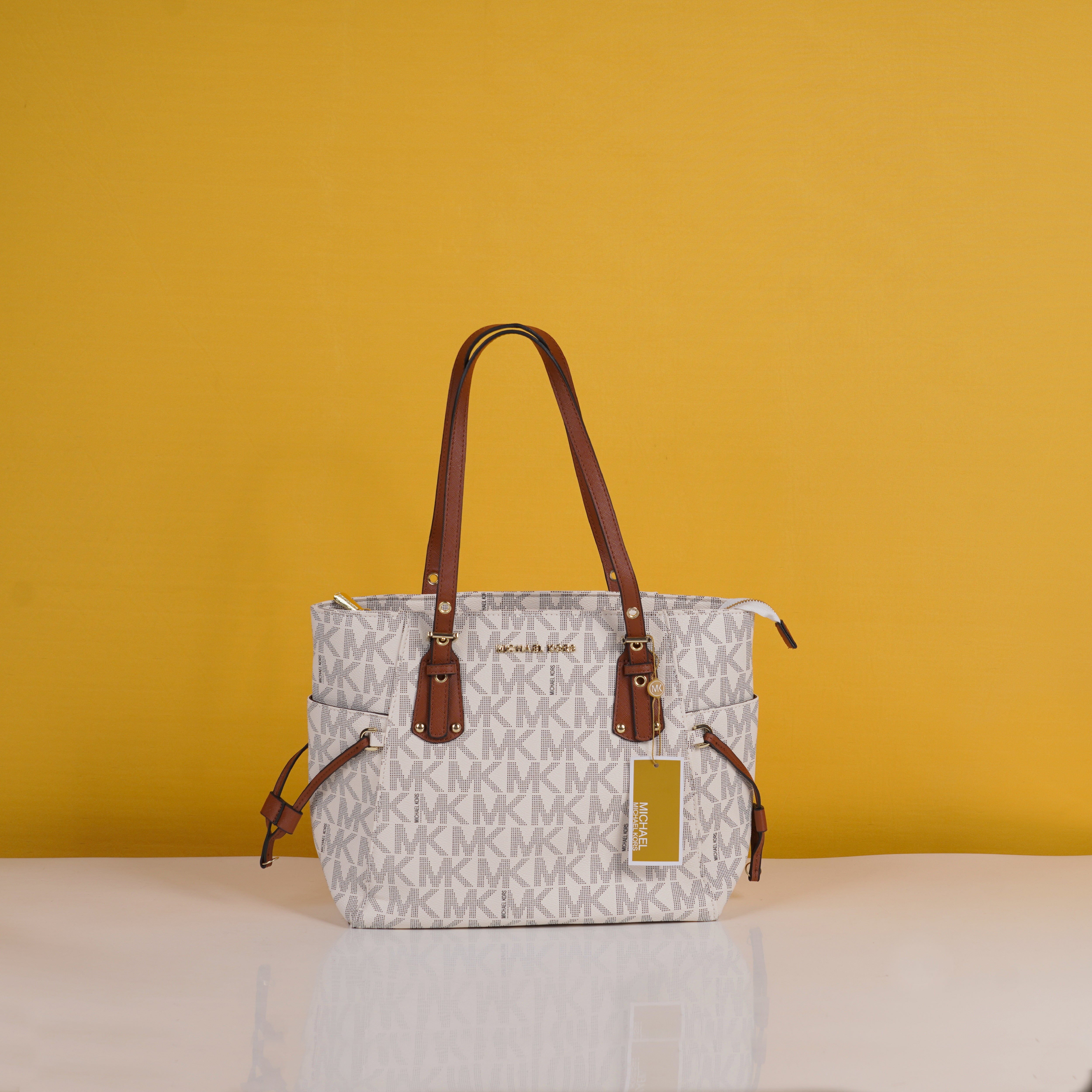 Voyager Tote Bag With Side Pocket & Dust Bag (White - 972)