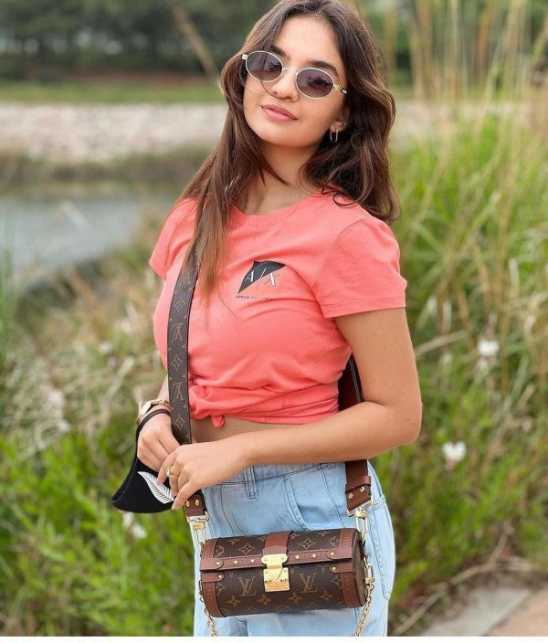 Papillon Trunk Monogram Bag With OG Box Dust Bag & Extra Shoulder Strap (Brown - 790)
