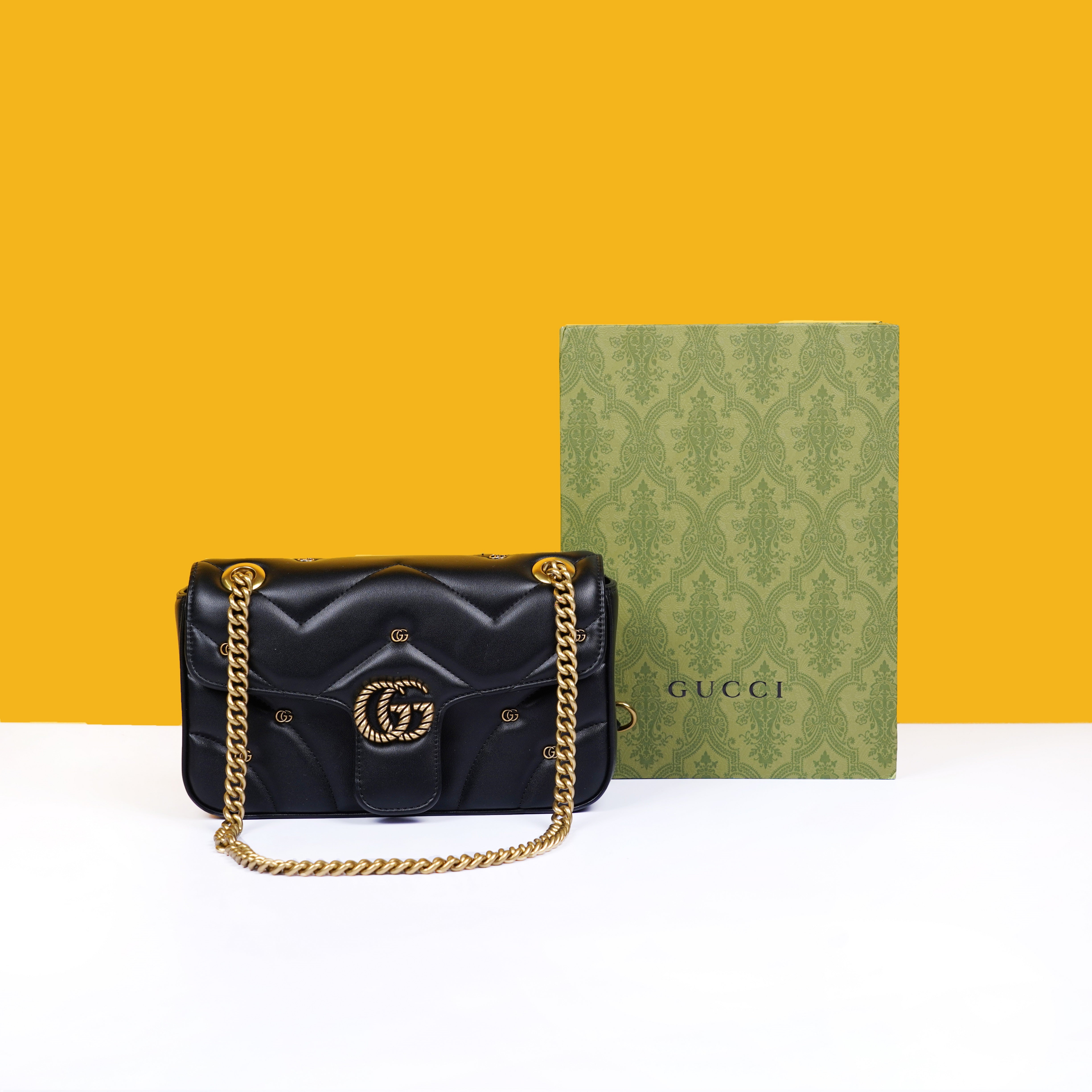 Marmont Limited Edition Premium Shoulder Bag With OG Box & Premium Dust Bag & Carry Bag (Black - 955)