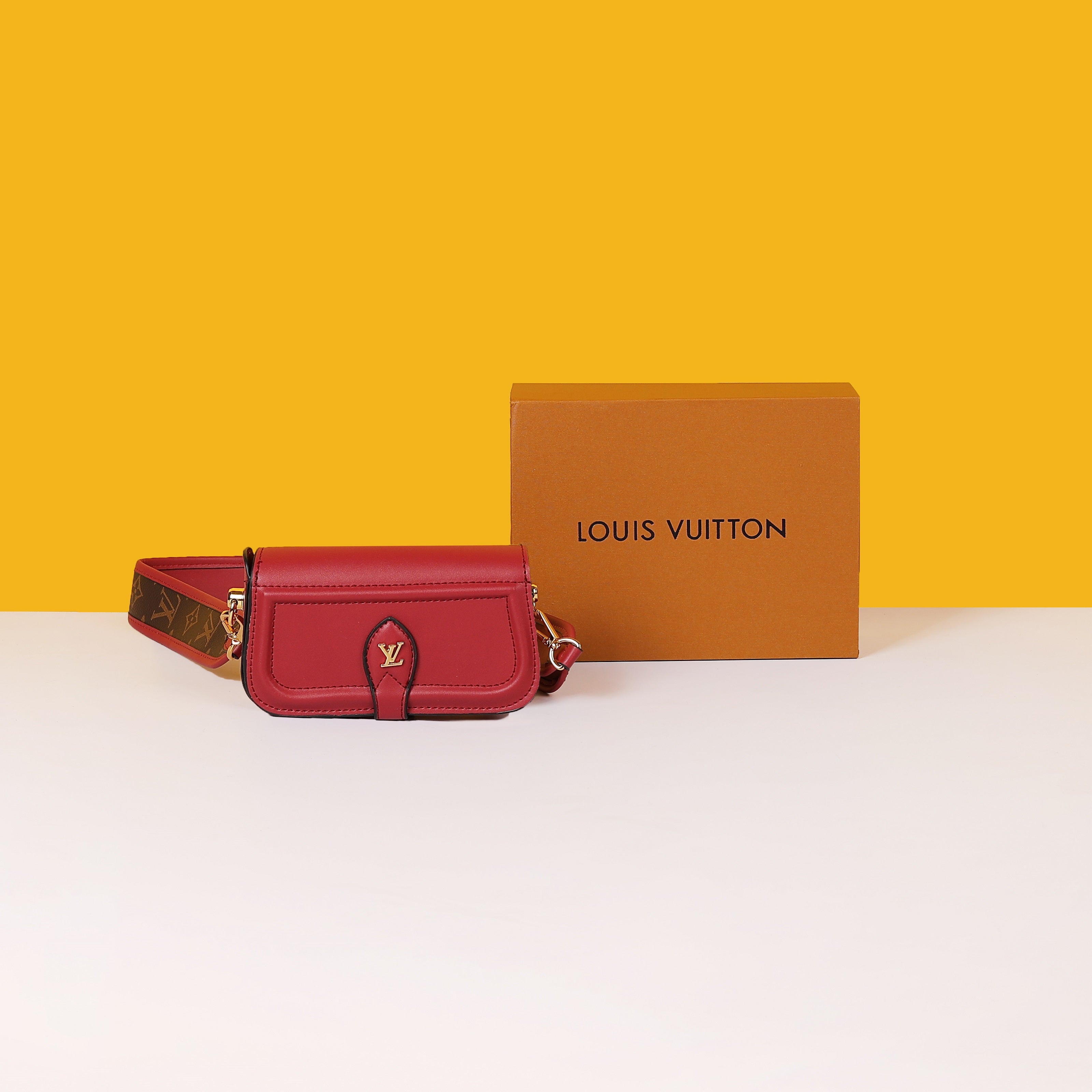 Canta Officer Pochette Bag With OG Box & Dust Bag & Shoulder Strap (Red - 1020)