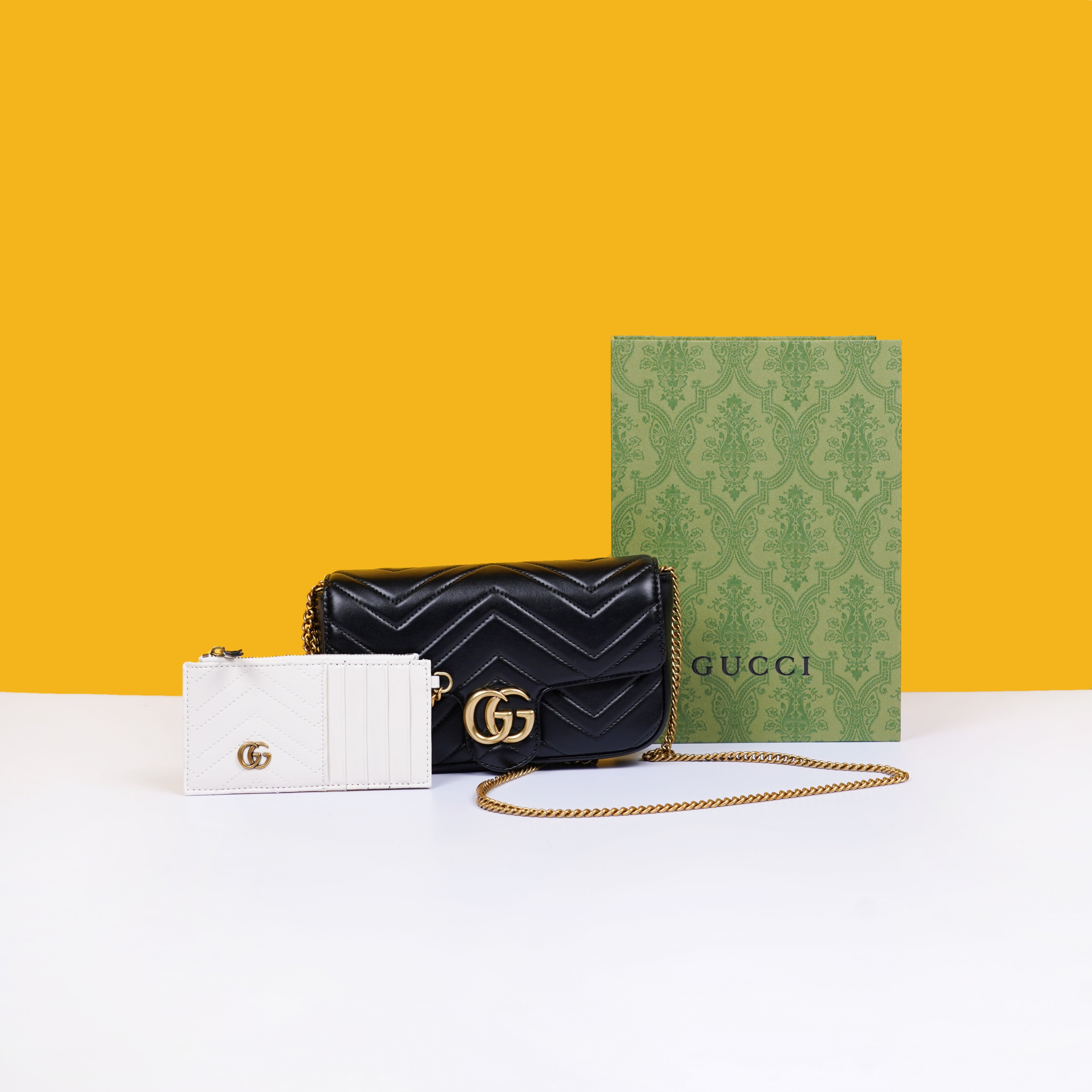 Marmont With Pouch Premium Shoulder Bag With OG Box & Premium Dust Bag & Carry Bag (Black - 877)