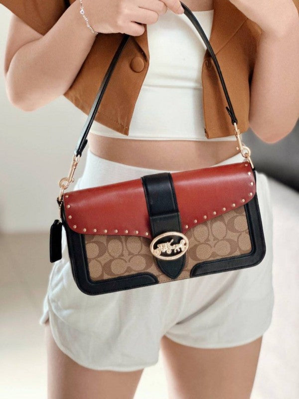 Georgie Signature Shoulder Bag With OG Box & Dust Bag (Red - 132)