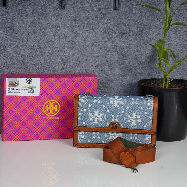 T Monogram Shoulder Bag With Adjustable Strap With OG Box & Dust Bag (Brown - 617)