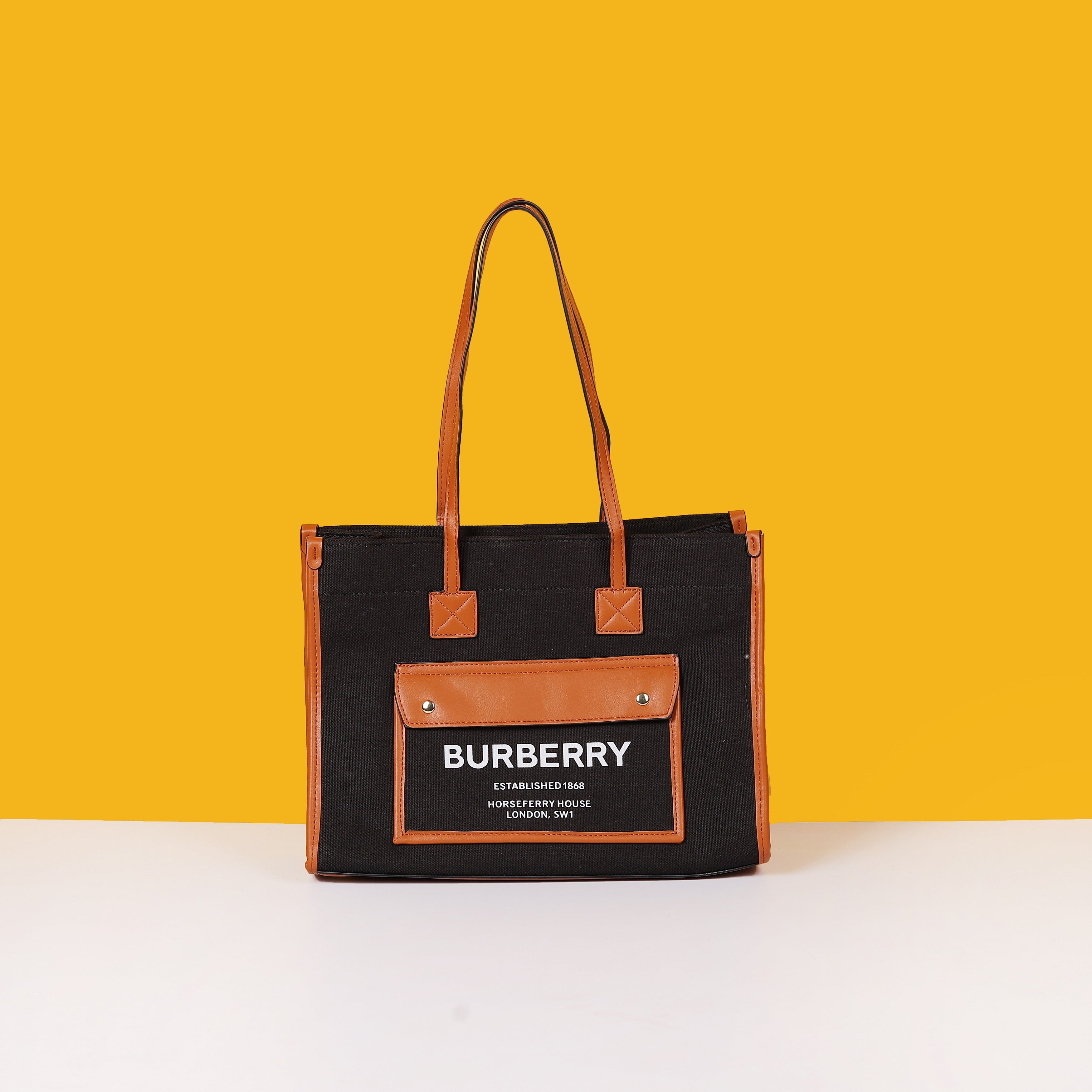 Horseferry London Tote Bag With Dust Bag (Black Brown - 985)