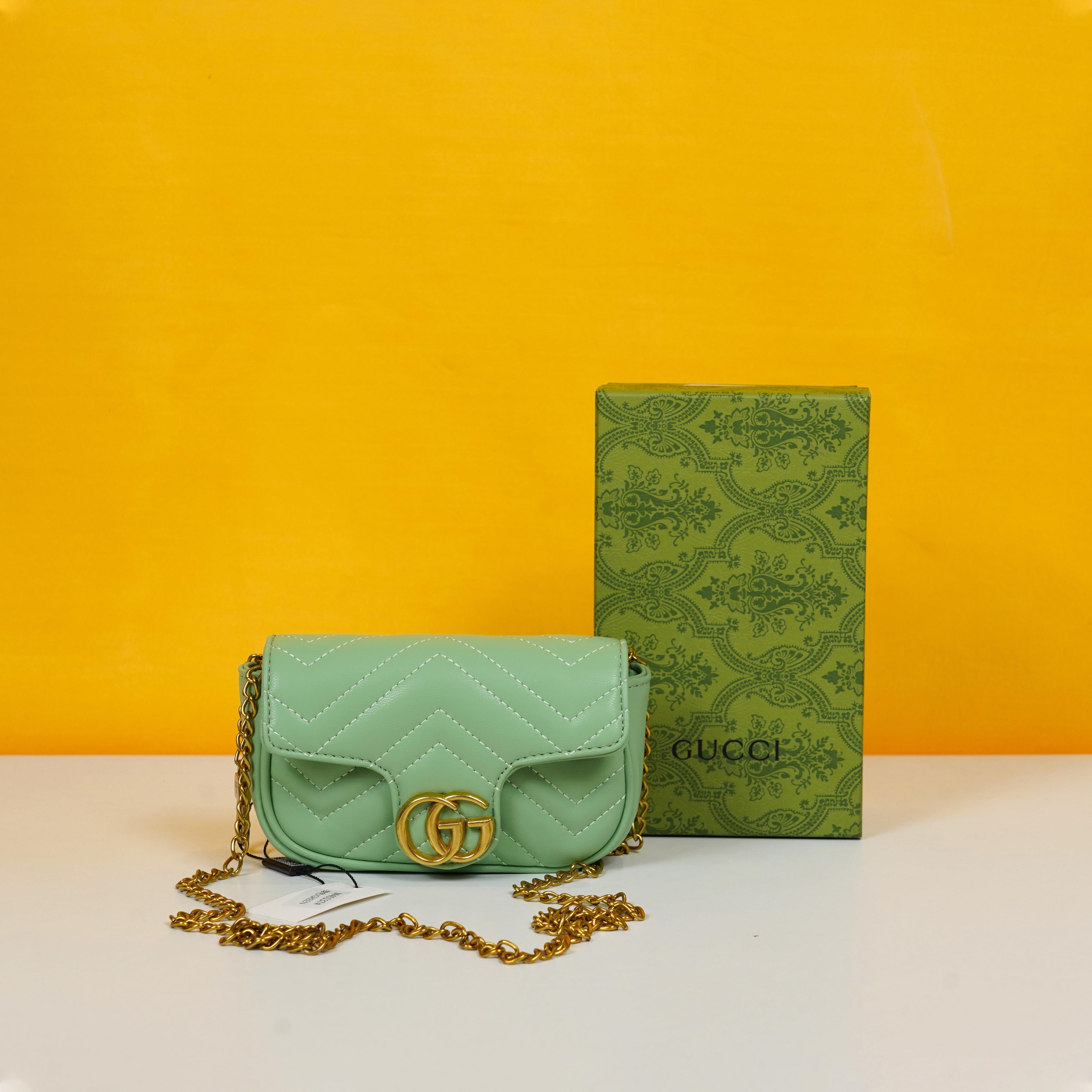 Marmont Mini Matelasse Shoulder Bag With OG Box & Dust Bag (Green - 909)