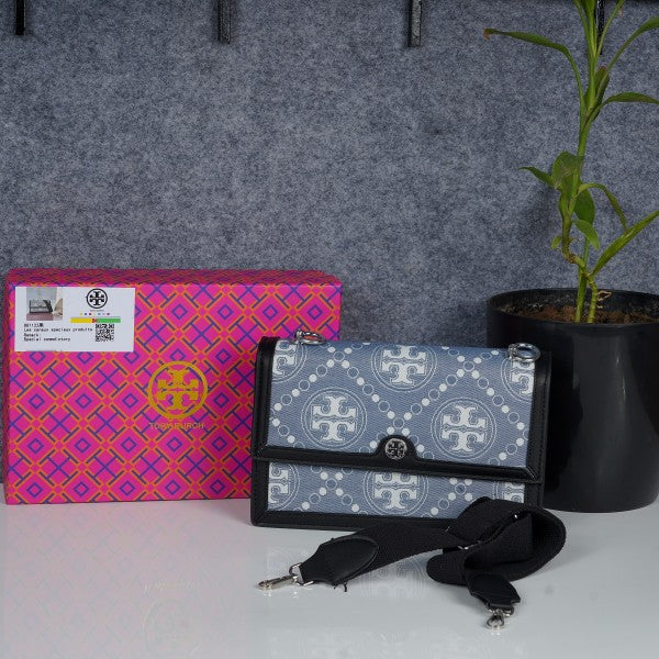 T Monogram Shoulder Bag With Adjustable Strap With OG Box & Dust Bag (Black - 616)