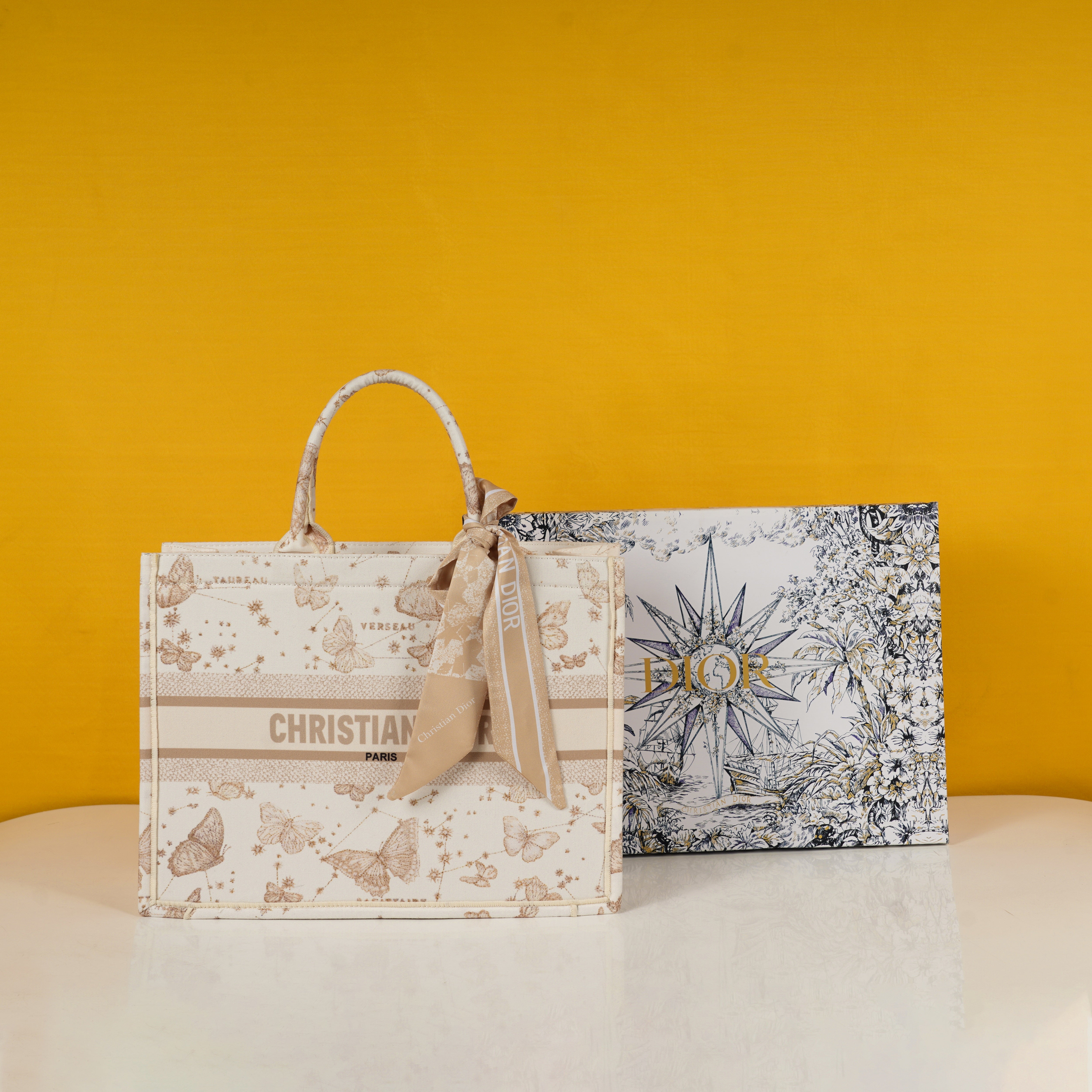 Book Tote Premium Oblique With OG Box & Dust Bag & Scarf (Butterfly - 824)