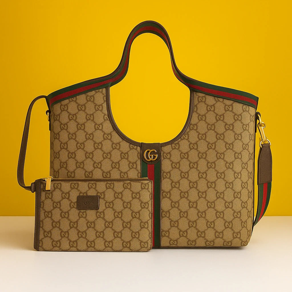 GG Giglio Tote Bag With Dust Bag & Extra Pouch (Brown - 1147)