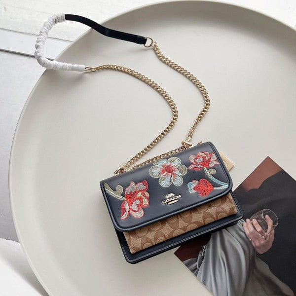 Klare Floral Signature Crossbody Bag With OG Box & Dust Bag (Floral Black - 380)