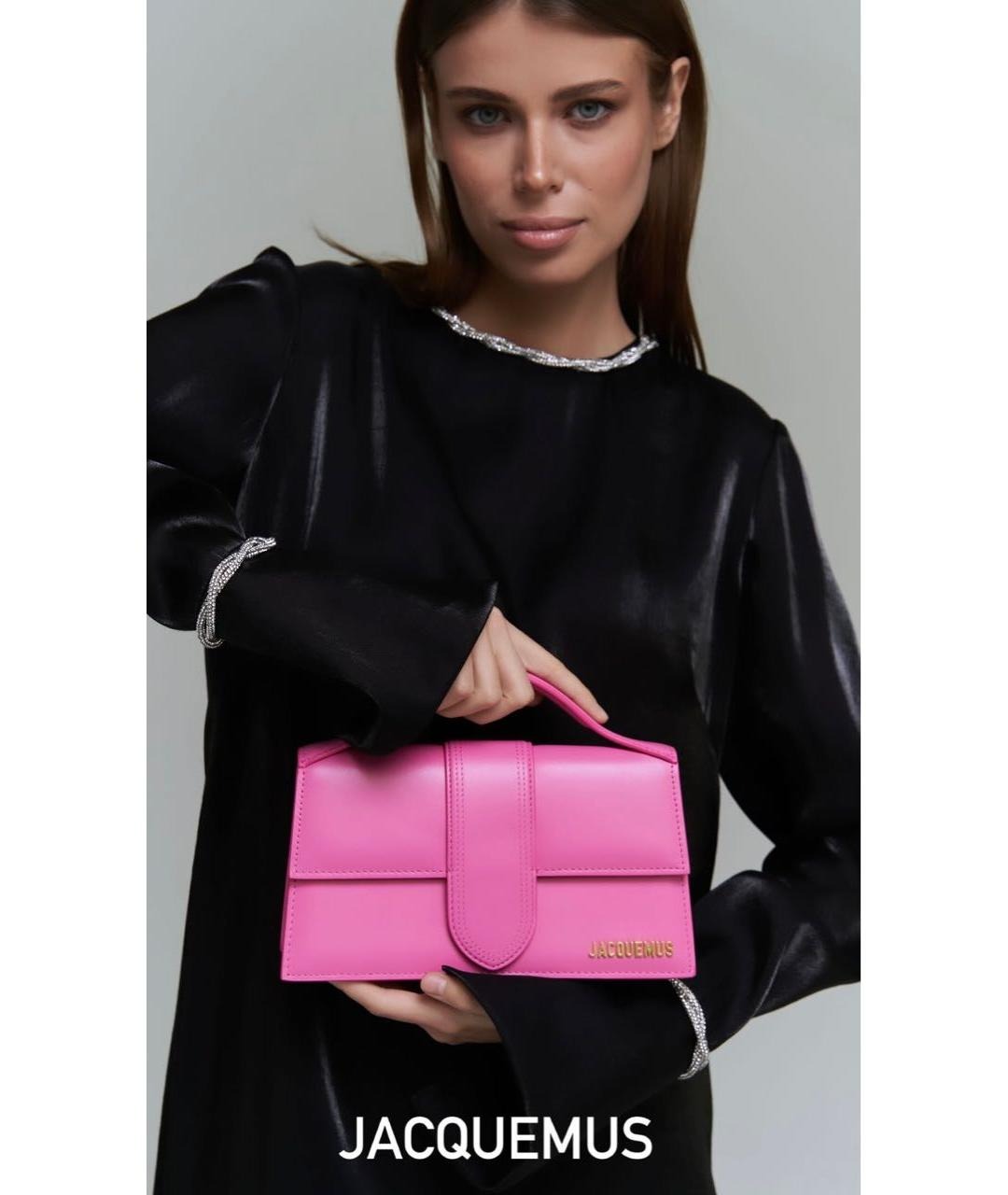 Le Bambino Long Flap Bag With OG Box Dust Bag & Sling Belt (Pink - 1172)