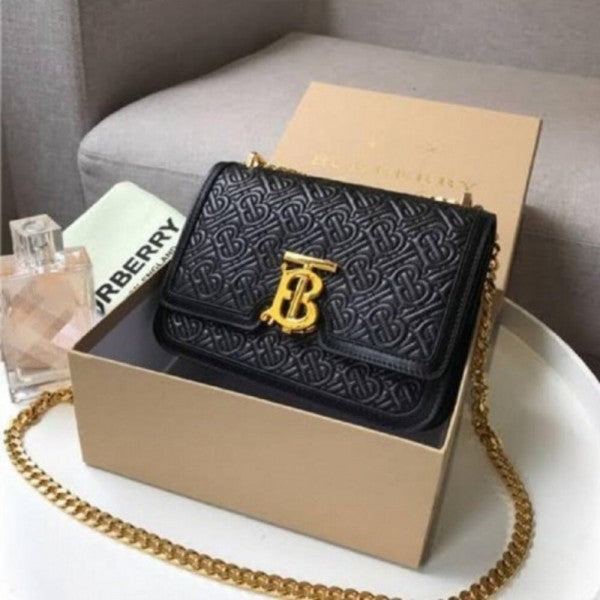 TB Monogram Shoulder Bag With OG Box & Dust Bag (Black - 346)