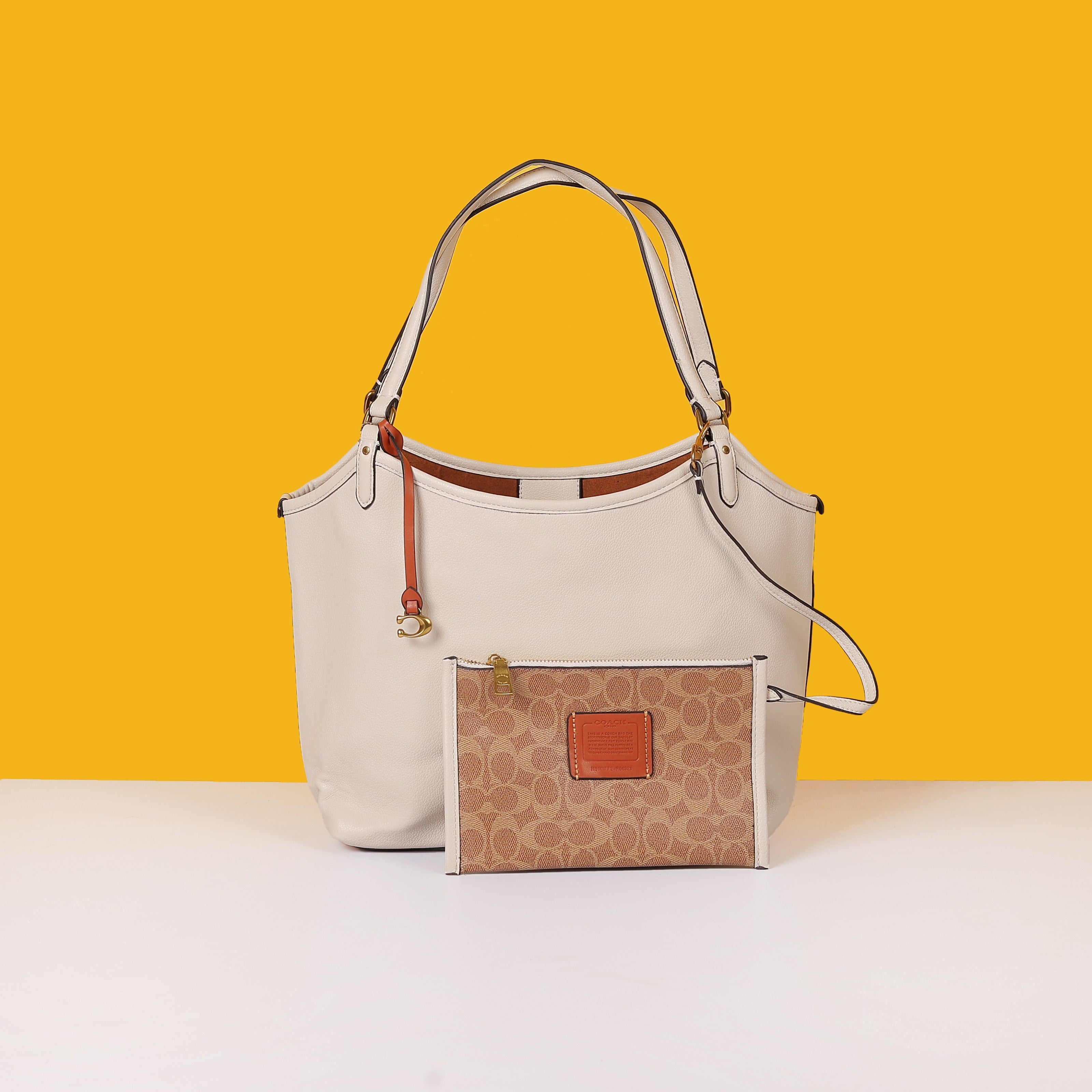 Day Tote With Removable Pouch & Dust Bag (White - 969)