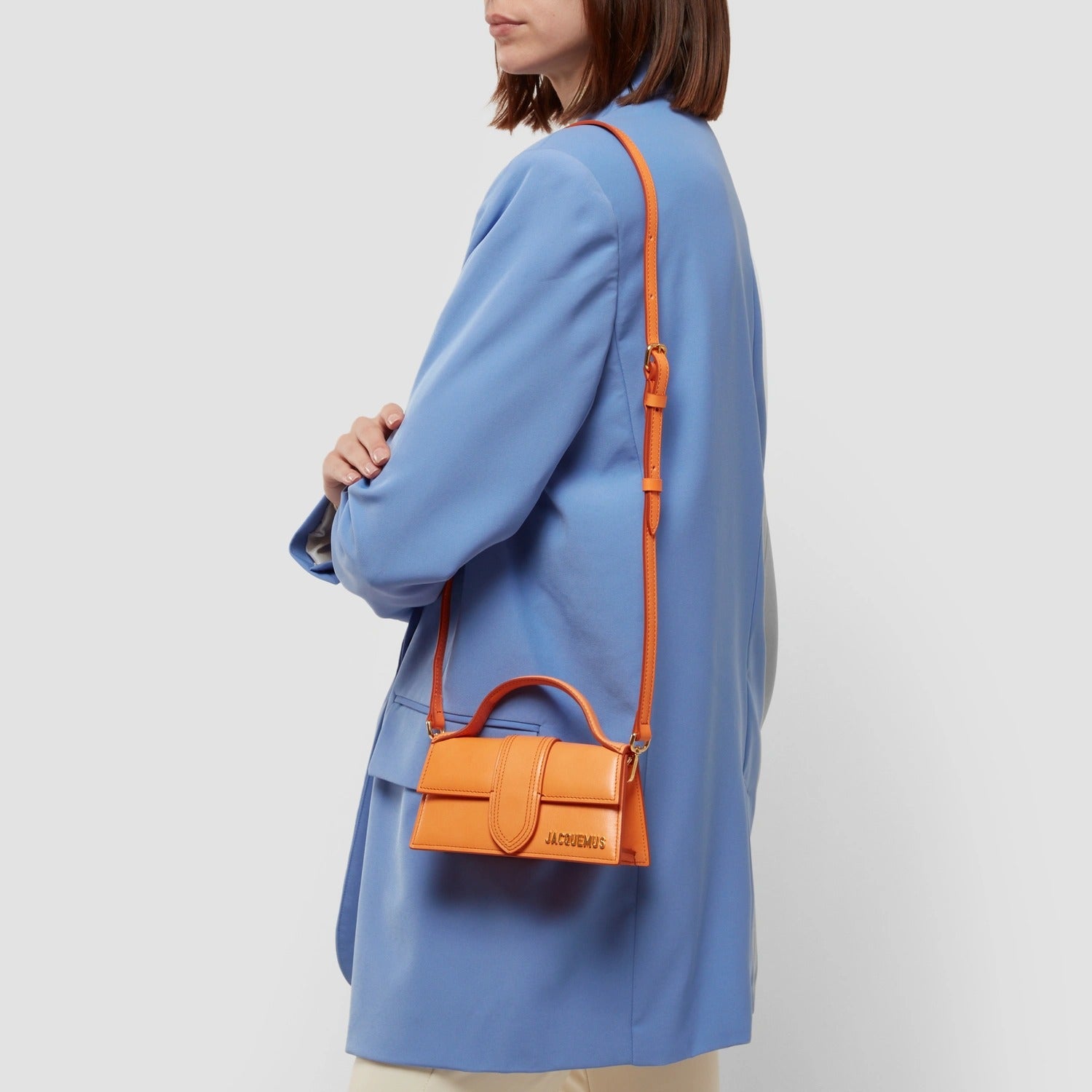 Le Bambino Long Flap Bag With OG Box Dust Bag & Sling Belt (Orange - 1173)