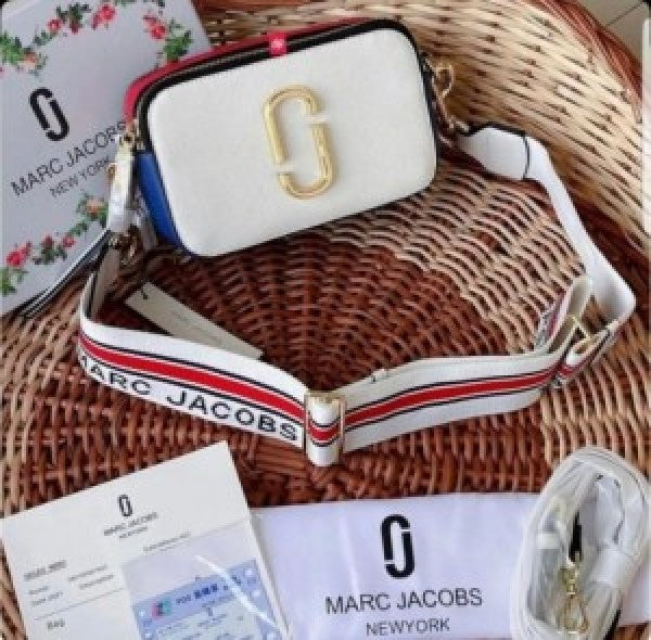 MJ Snapshot Crossbody Bag With 2 Belts OG Box & Dust Bag (White - 151)