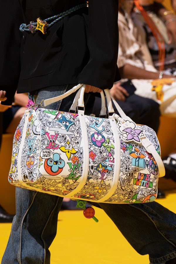Keepall Bandoulire Character Premium Unisex Duffle Bag With Dust Bag & Accessories (White - 678)