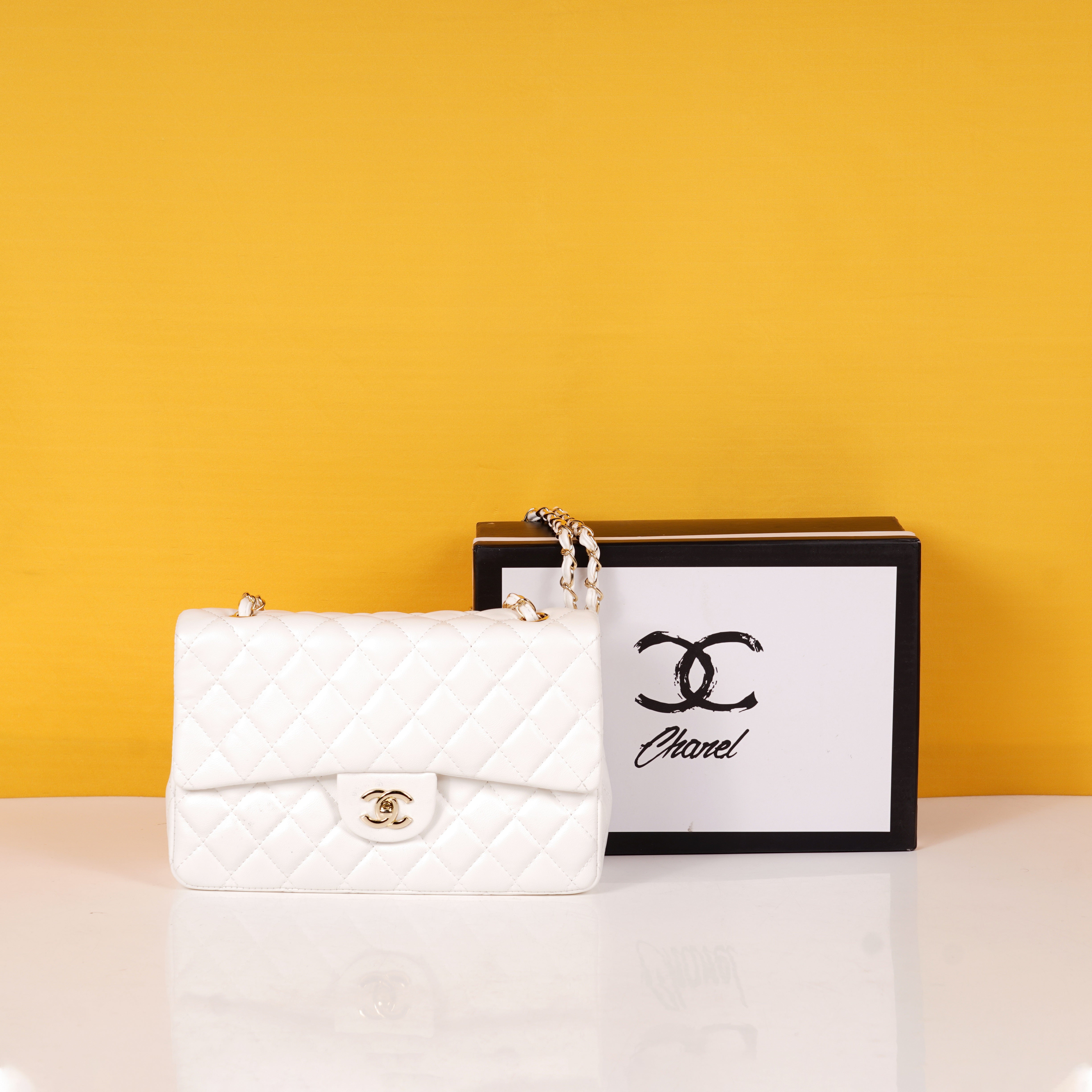 Classic Jumbo Flap Shoulder Bag With OG Box & Dust Bag (White - 114)