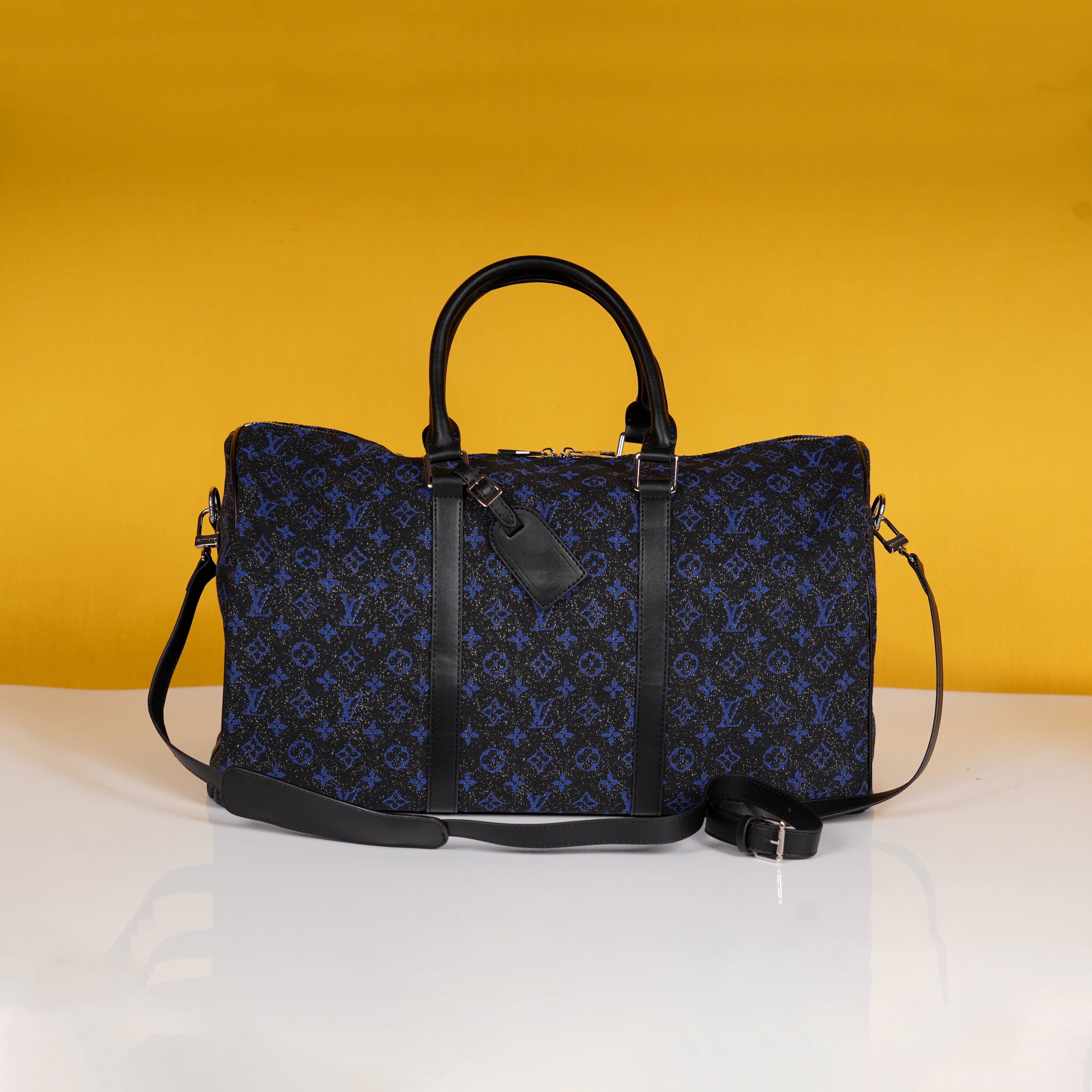 Keepall Bandoulire NBA Edition Premium Monogram Unisex Duffle Bag With Dust Bag & Accessories (Black Blue - 681)