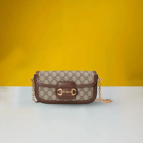 Horsebit 1955 Monogram Crossbody Shoulder Bag With OG Box & Dust Bag (Brown - 987)