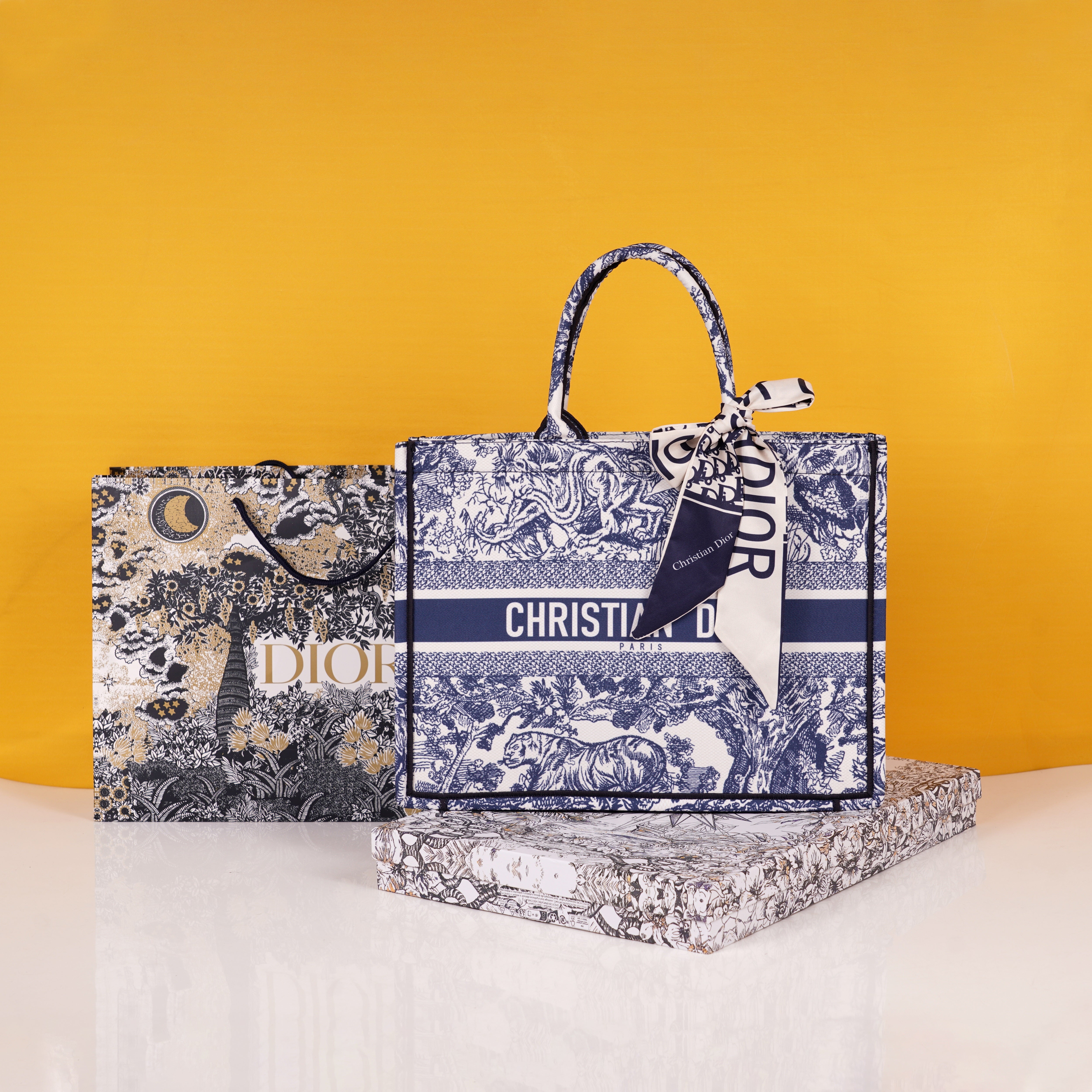 Book Tote Blue With OG Box & Dust Bag & Scarf (Blue Tiger - 572)