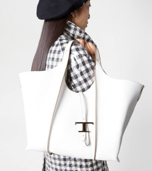 Timeless Premium Quality Leather Bag With Extra Pouch & OG Magnetic Box With Dust Bag (White - 445)