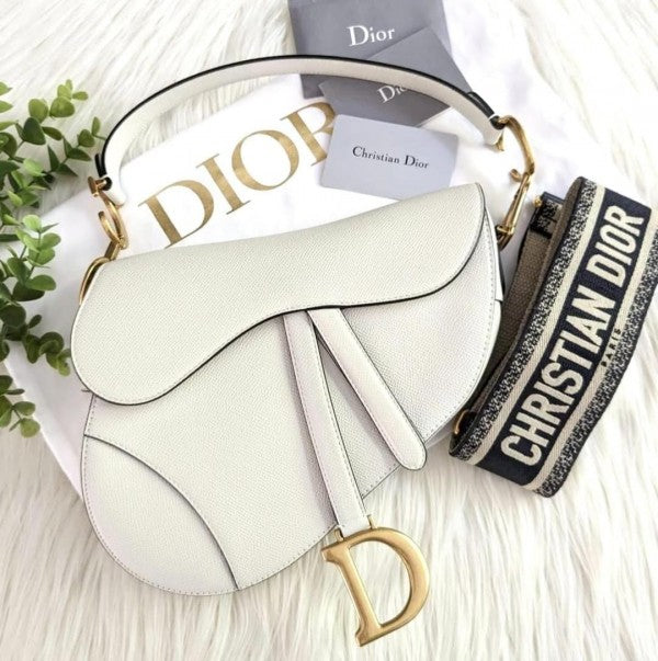 Saddle Premium Leather White With OG Box & Dust Bag (White - 1026)