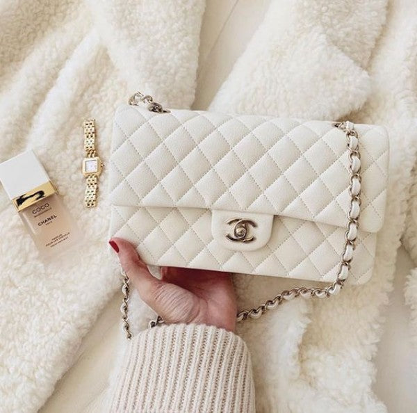 Classic Jumbo Flap Shoulder Bag With OG Box & Dust Bag (White - 114)