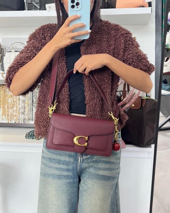 Tabby 26 Exclusive Quality Shoulder Bag With OG Box & Dust Bag & 2 Belts (Wine 1205)