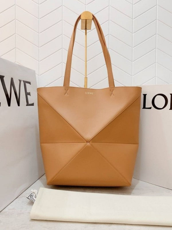 Limited Edition Puzzle Fold Tote Bag With OG Box & Dust Bag (Brown - 698)