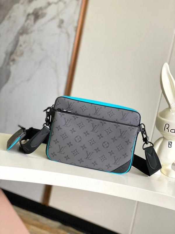 Virgil Abloh Trio Messenger Multi Crossbody Bag With OG Box & Dust Bag (Blue - 993)