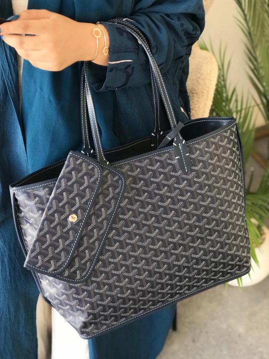 Saint Premium Tote Bag With Extra Pouch & Dust Bag (Navy - 1194)