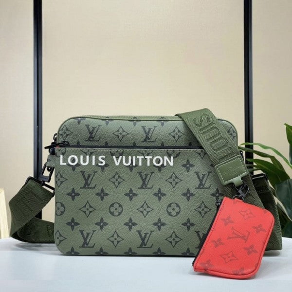 Virgil Abloh Trio Messenger Multi Crossbody Bag With OG Box & Dust Bag (Green - 994)