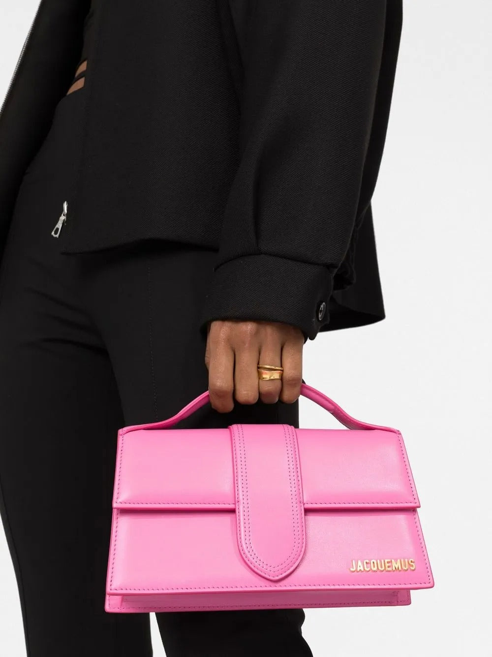 Le Bambino Long Flap Bag With OG Box Dust Bag & Sling Belt (Pink - 1172)