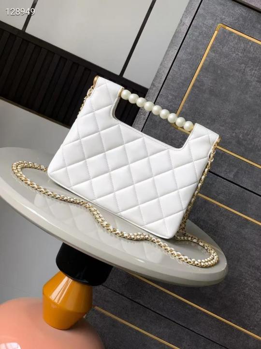Pearl Classic Flap Shoulder Bag With OG Box & Dust Bag (White - 1161)