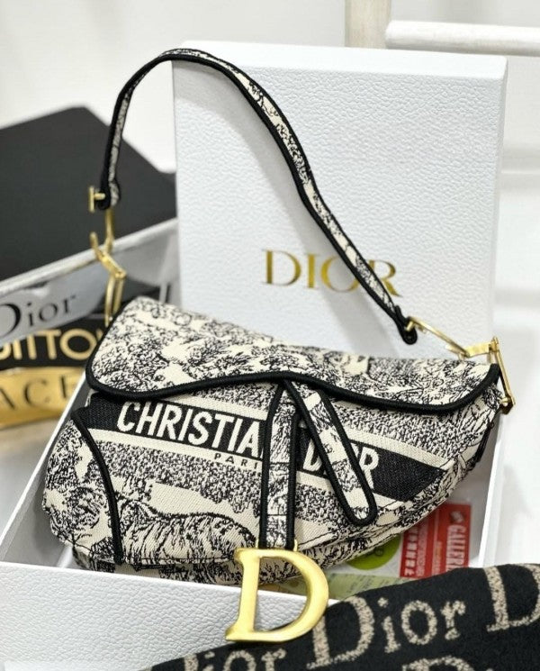 Saddle Black Embroidery With OG Box & Dust Bag (Black Tiger - 129)