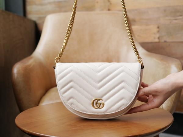 Marmont Moon Premium Shoulder Bag With OG Box & Premium Dust Bag & Carry Bag (White - 905)