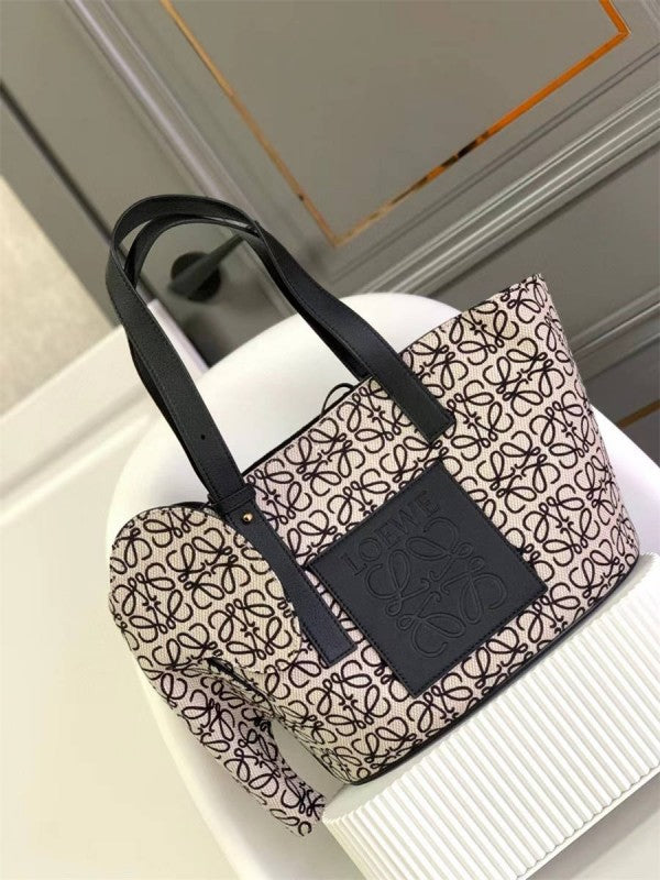 Elephant Anagram Premium Edition Basket Tote Bag With Dust Bag (Black - 700)